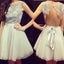 Grey cap sleeve gorgeous open back casual charming homecoming prom dress,BD0011