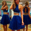 Royal blue two pieces Crop Tops off shoulder sexy homecoming dresses,BD00132