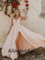 Elegant V-neck Sleeveless Side slit A-line  Long Prom Dress, PD3524