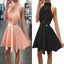 New Arrival Blush pink High neck open backs unique style homecoming dresses, BD001191