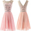 Pink Beaded Chiffon Elegant fashion cute graduation freshman casual evening party homecoming dresses, BD00194
