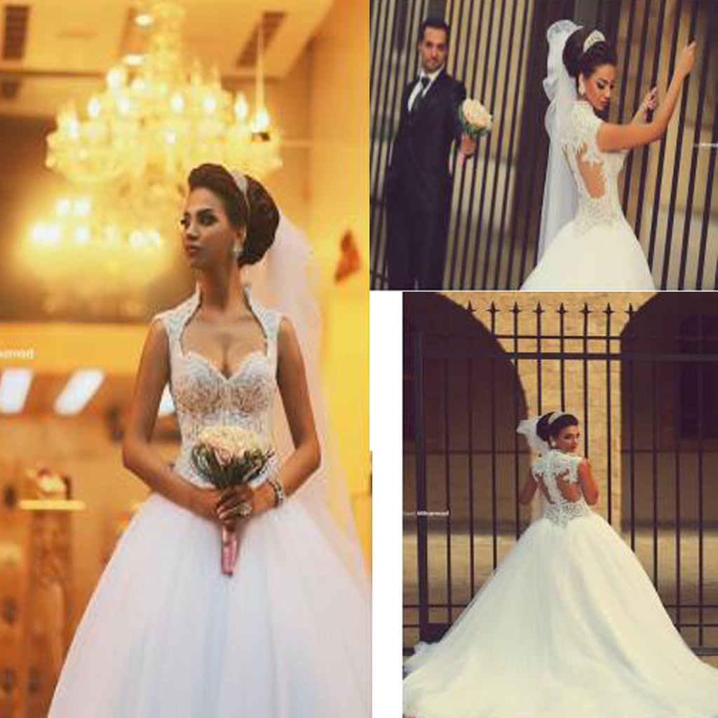 Vintage Sleeveless Princess Ball Gown Gorgeous  Lace Wedding Dresses , WD0080