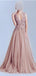 Dusty Pink Tulle Off Shoulder Lace Long Best Sale Prom Dresses,PD0066