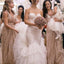 Popular Cheap Sequin Long  V-Neck Floor-Length Bridesmaid Dresses, WG09