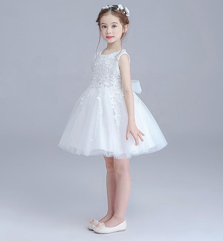 Ivory Round Neck Lace Tulle Flower Girl Dresses, Zip up Cute Little Girl Dresses, FG043