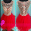 Red mini sparkly cute cap sleeve vintage unique homecoming prom dress,BD0037