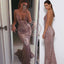 Popular Shinning Spaghetti Strap Backless Deep V-neck Mermaid  Prom Gown Dresses,PD00048