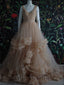 Elegant V-neck Sleeveless A-line Long Prom Dress, PD3570