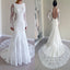 Gorgeous Round Neck Long Sleeve Sexy Mermaid Backless Lace Wedding Party Dresses, WD0040