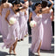 Chiffon One Shoulder Lilac Simple Elegant For Wedding Part Long Bridesmaid Dresses.BD0300