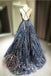 Charming Fashion Navy Spaghetti Strap V-neck Criss-Cross Backless Prom Gown Dresses,PD00056