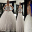 Vintage Long Sleeve Ball Gown Princess Elegant Dress Lace Crystal Wedding Dress. WD0196