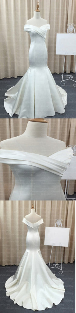 Mermaid Stain Ivory Simple Charming Elegant Cheap Wedding Dresses Bridal Gown, WD0154