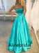 Elegant Strapless Sleeveless A-line Long Prom Dress, PD3550