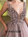 Elegant V-neck Sleeveless A-line  Long Prom Dress, PD3522