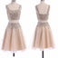 Popular Two Pieces Sparkly Unique Square Neck Homecoming Dresses,BD0098