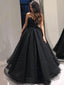 A-line Black Organza-Sweetheart Floor Length Sexy Prom Dresses PD1983