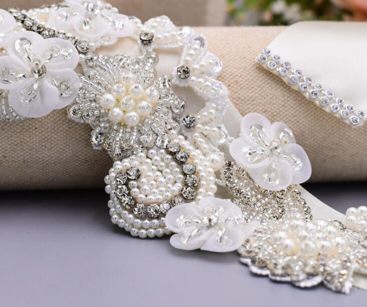 Ivory Handmade Flowers Bridal Belt,Wedding Belt, Girl Sash,Beaded Floral Sash,Gorgeous Pearl Belt, SA0036