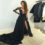 Long Sleeve Black Lace Sexy Charming Prom Dress , PD0013