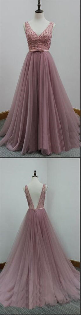 New Arrival Tulle V-Back Aline Discount Evening Party Prom Dresses Online,PD0173