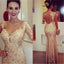 Long Gold Sexy Mermaid Elegant Cocktail Evening Party Prom Dresses Online,PD0178