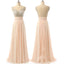 Blush Pink Beaded Chiffon See-through Back Charming Cocktail Evening Prom Dresses Online,PD0181