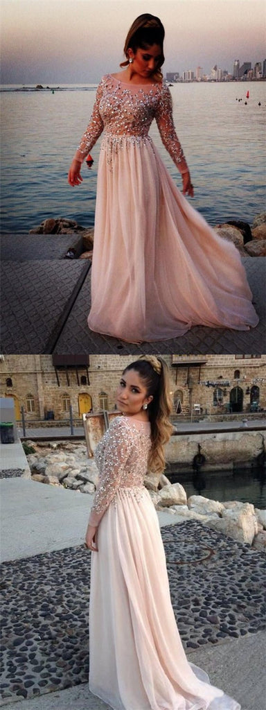 Long Sleeves Sexy See-through Ball Gown Cocktail Formal Prom dress,PD0186