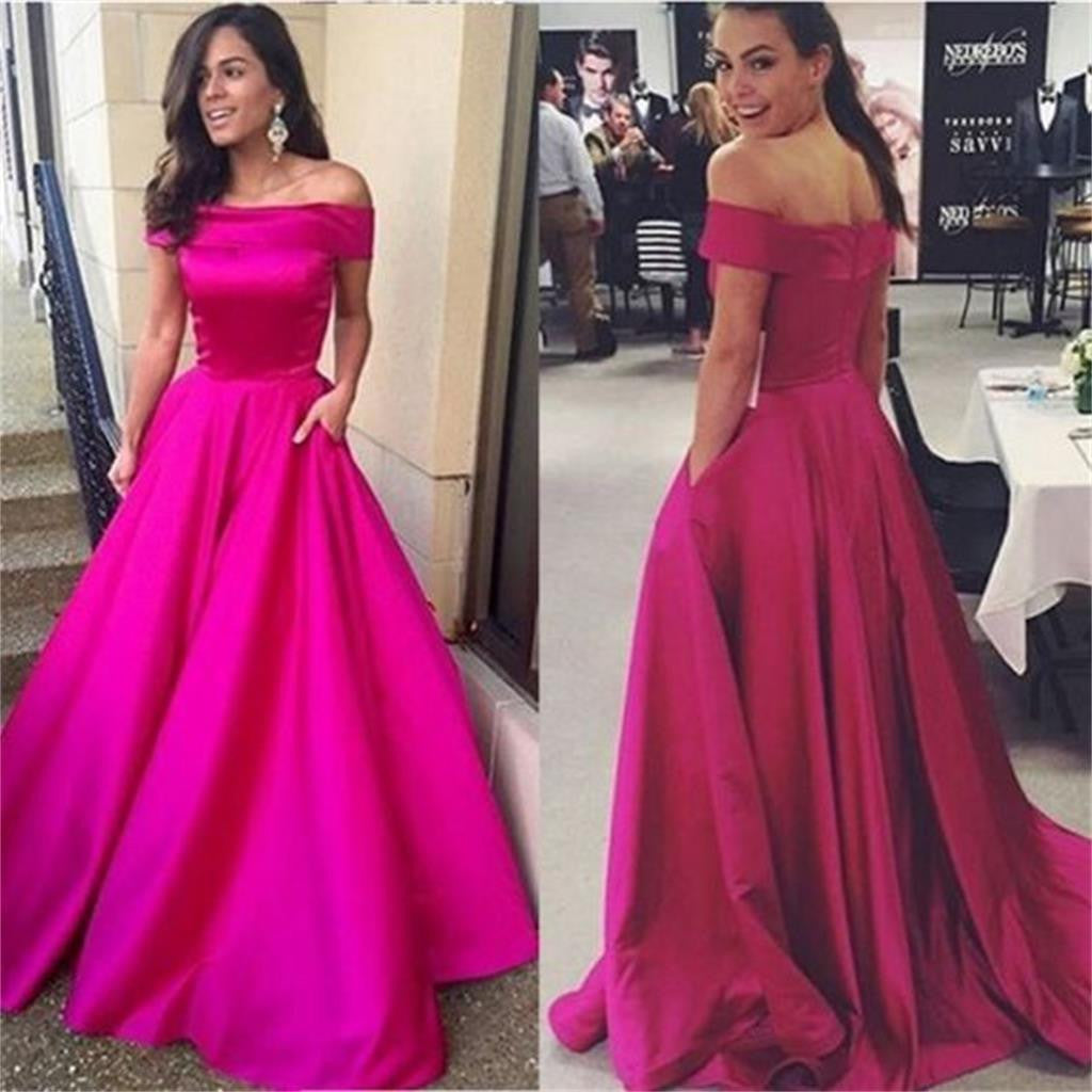 New Arrival Off Shoulder A-line Simple Ball Gown Formal Prom Dress,PD0188