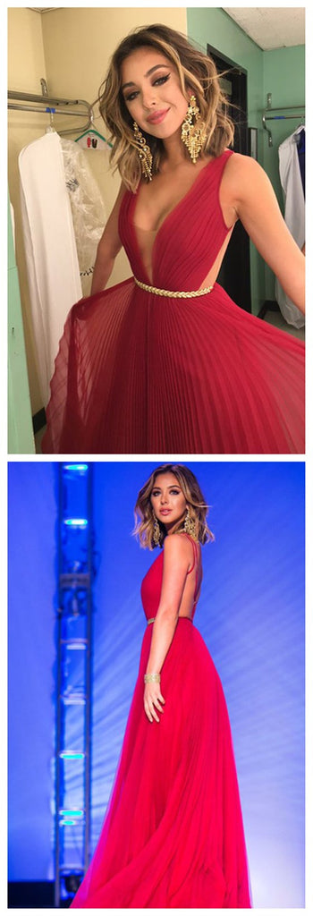 Red Backless Chiffon Sexy Cheap Evening Party prom Gown Dress,PD0025