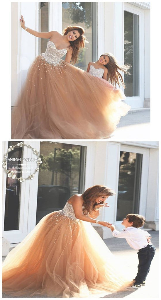 Sweetheart Strapless Tulle Popular Sequin Custom Wedding Dresses ,WD0130