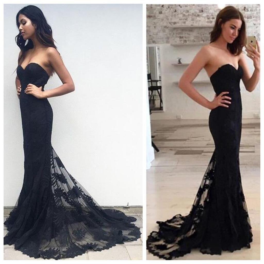 Long Black Mermaid Sweetheart Sexy Charming Party Vintage Prom Dresses For Curvy Girls,PD0041
