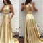 New Arrival Gold Two Pieces High Neck Pretty Sparkly Evening Party Prom Dress,PD0062
