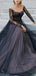 Black Lace Long Sleeve Off Shoulder Lace Up Back Prom Dresses.PD00230