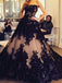 Black Lace Nude Strapless Ball Gown Princess Prom Dresses ,PD00296