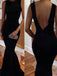 New Black Mermaid Open Back Simple Sexy Elegant Evening Party Dress. PD0211