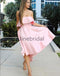 Blush Pink Satin Strapless Bow Knot High Low Bridesmaid Dresses, AB4008