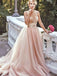 Blush Pink Tulle Beading Sweetheart Spaghetti Straps Prom Dresses ,PD00128
