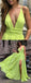 Bright Yellow Chiffon V-neck Slip A-line Summer Wedding Bridesmaid Dresses , AB4098