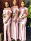 Charming Pink Mermaid Beading Long Bridesmaid Dresses AB4239