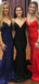 Cheap Spaghetti Straps Mermaid Black Blue Red Prom Dresses PD1027
