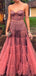 Dark Peach Tulle Sweetheart Strapless Illusion Prom Dresses,PD00308