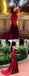 Dark Red Lace Applique Jersey Spaghetti Strap Mermaid Prom Dresses.PD00217