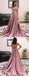 Dusty Rose Elastic Satin Spaghetti Strap Lace Up Back With Slit Prom Dresses,PD00374