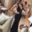 Elegant Black Mermaid Deep V-neck Sleeveless Formal Party Prom Dresses,PD0175