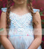 Fashion Blue Floral Ivory Lace Country Wedding Flower Girl Dresses , FGS064