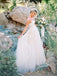 Fashion Spaghetti Strap Lace Top Tulle A-line Simple Beach Wedding Dresses, AB1159