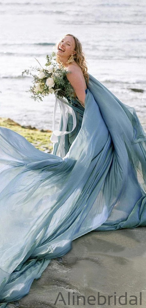 Flowy Chiffon Rustic Wedding Dresses Beach Wedding Gown, Prom Dresses PD1043