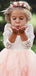 Ivory Lace Top Blush Pink Ruffle Tulle Half Sleeve Flower Girl Dresses, FGS116
