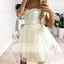 Ivory Tulle Silver Beads Sweetheart Strapless Homecoming Dresses,HD0008