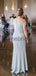 Light Blue Off Shoulder Mermaid Long Bridesmaid Dresses , AB4128